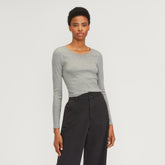 The Supima® Micro Rib Cropped Long-Sleeve Crew | Heathered Grey