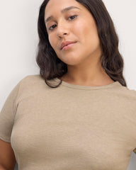 The Luxe Rib Crew | Heathered Tan