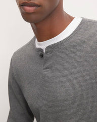 The Waffle Long-Sleeve Henley | Heathered Charcoal