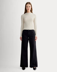 The Luxe Rib Funnel-Neck Tee | Heathered Oat