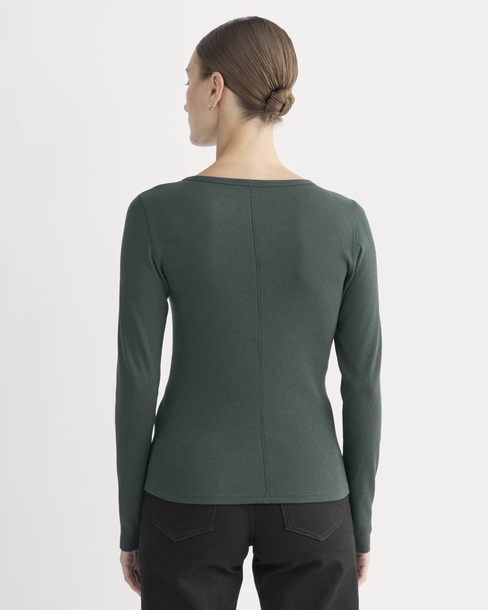 The Luxe Rib Long-Sleeve Crew | Heathered Dark Sea