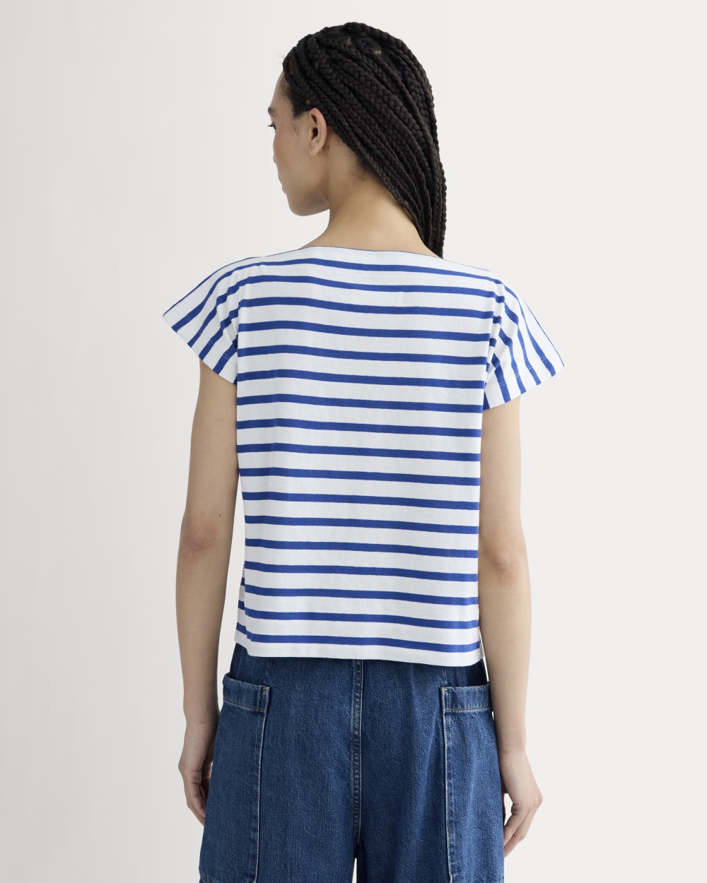 The Oversized Muscle Tee | Bone / Mazarine Blue