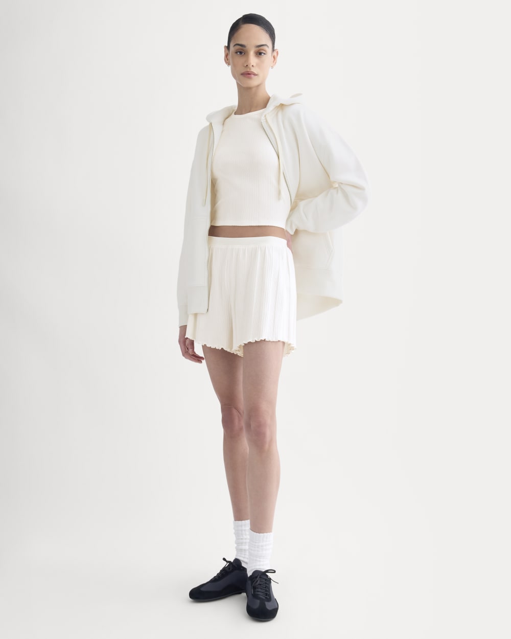 Lounge Rib Cropped Shirt | Bone