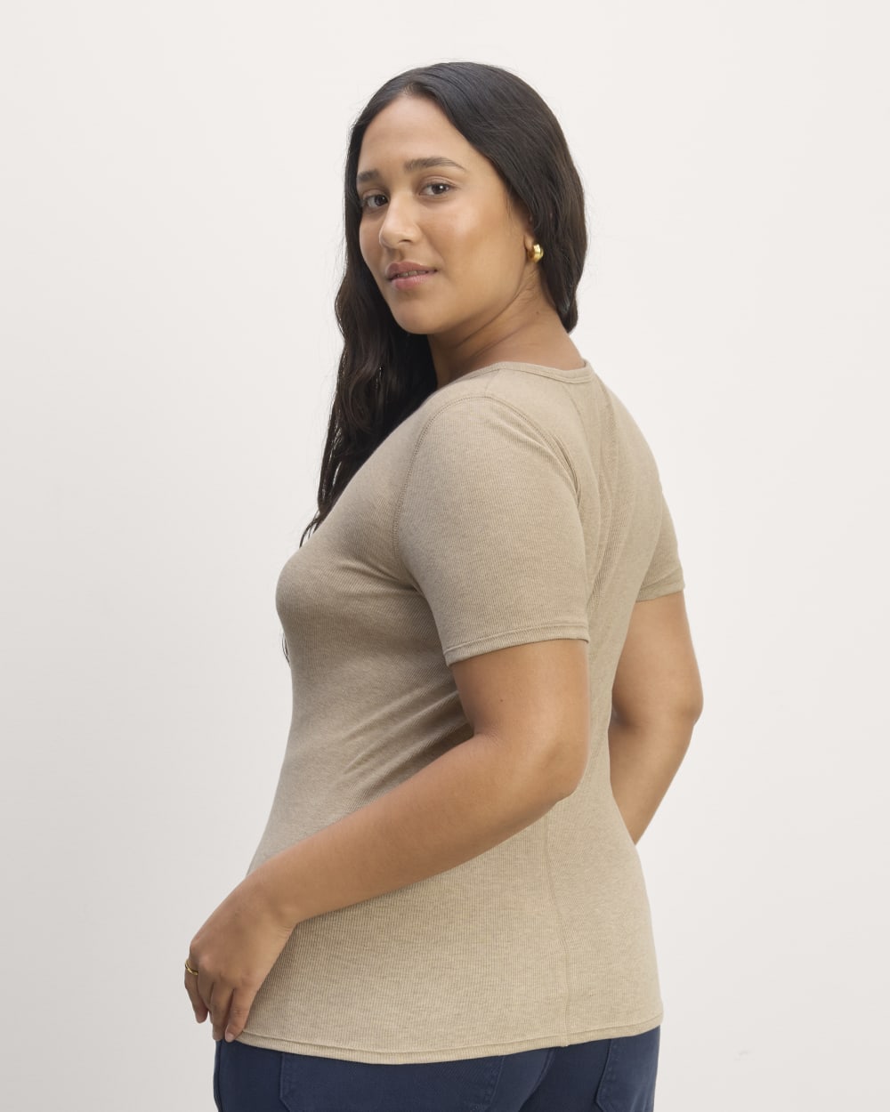 The Luxe Rib Crew | Heathered Tan