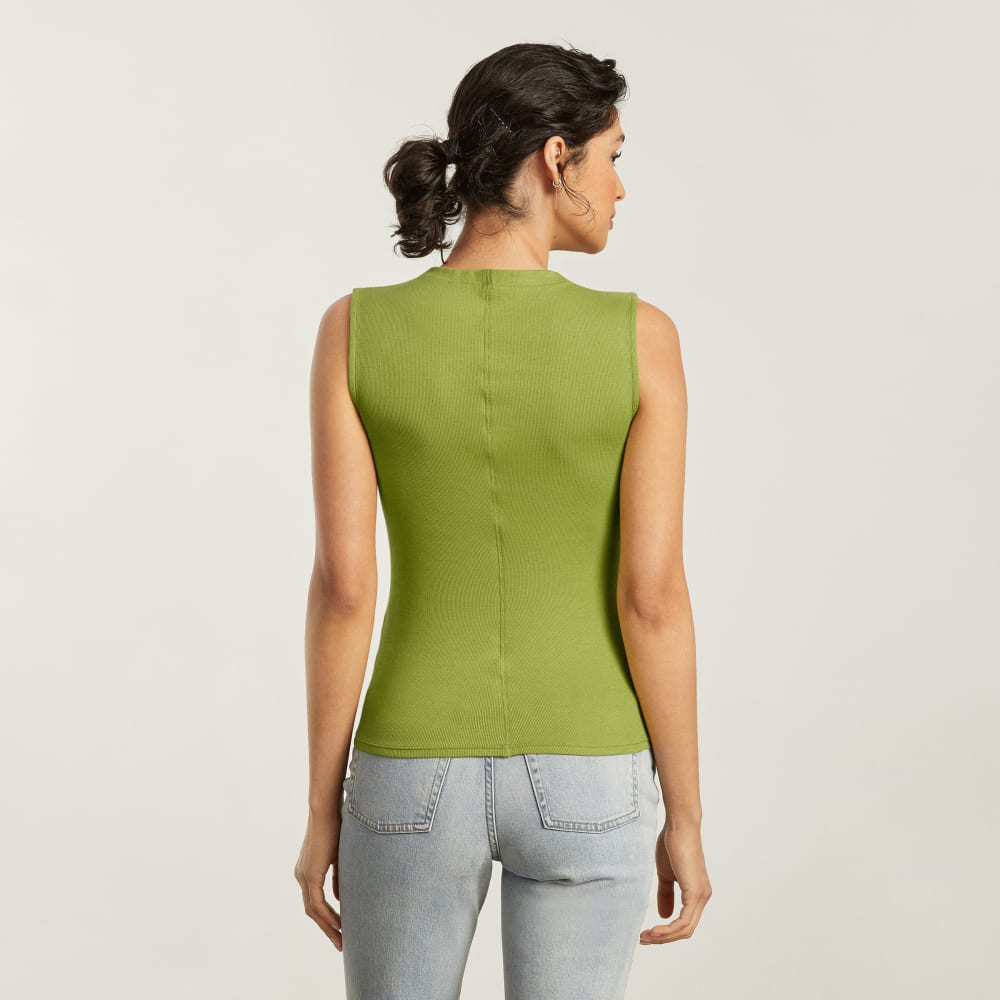 The Pima Micro-Rib Funnel-Neck Tank | Pepper