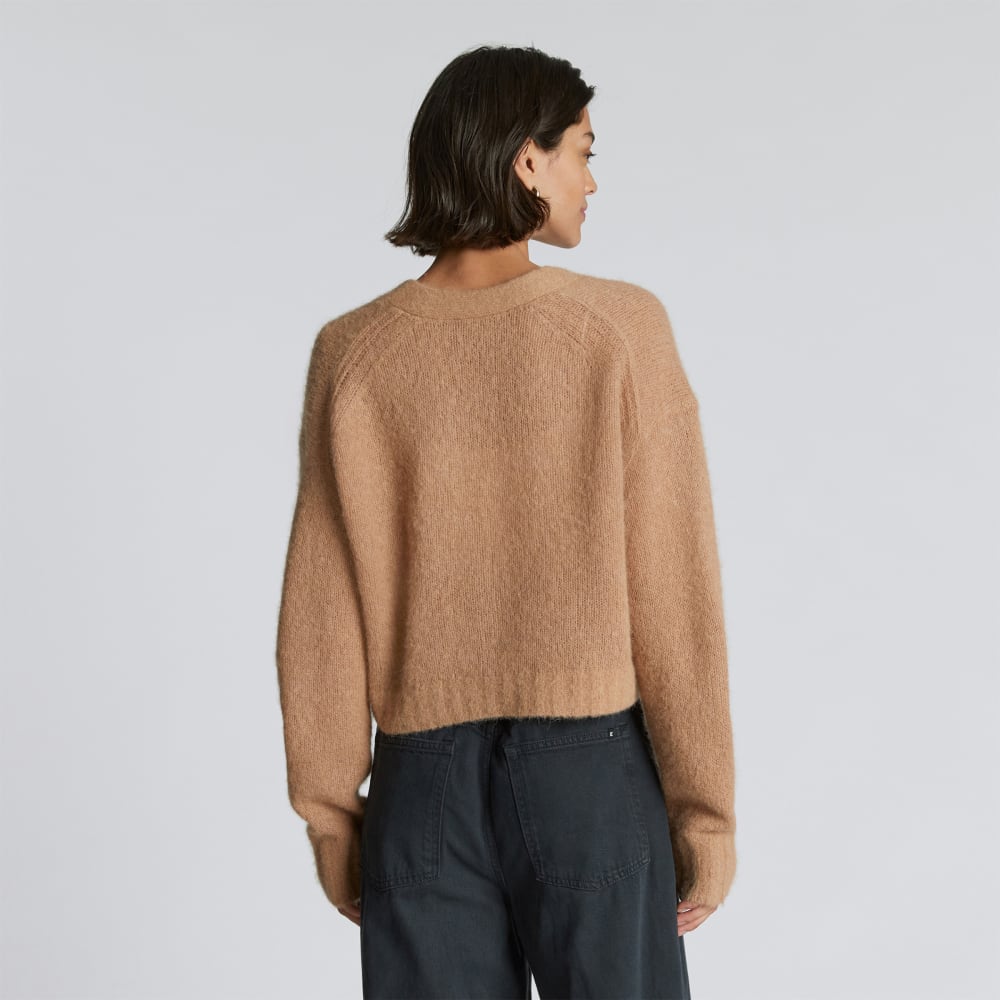 The Alpaca V-Neck Cropped Cardigan | Warm Taupe