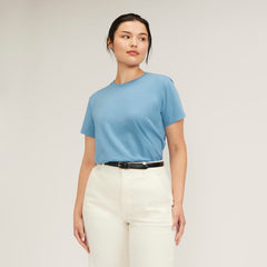 The Box-Cut Tee in Essential Cotton | Heritage Blue | No Pocket
