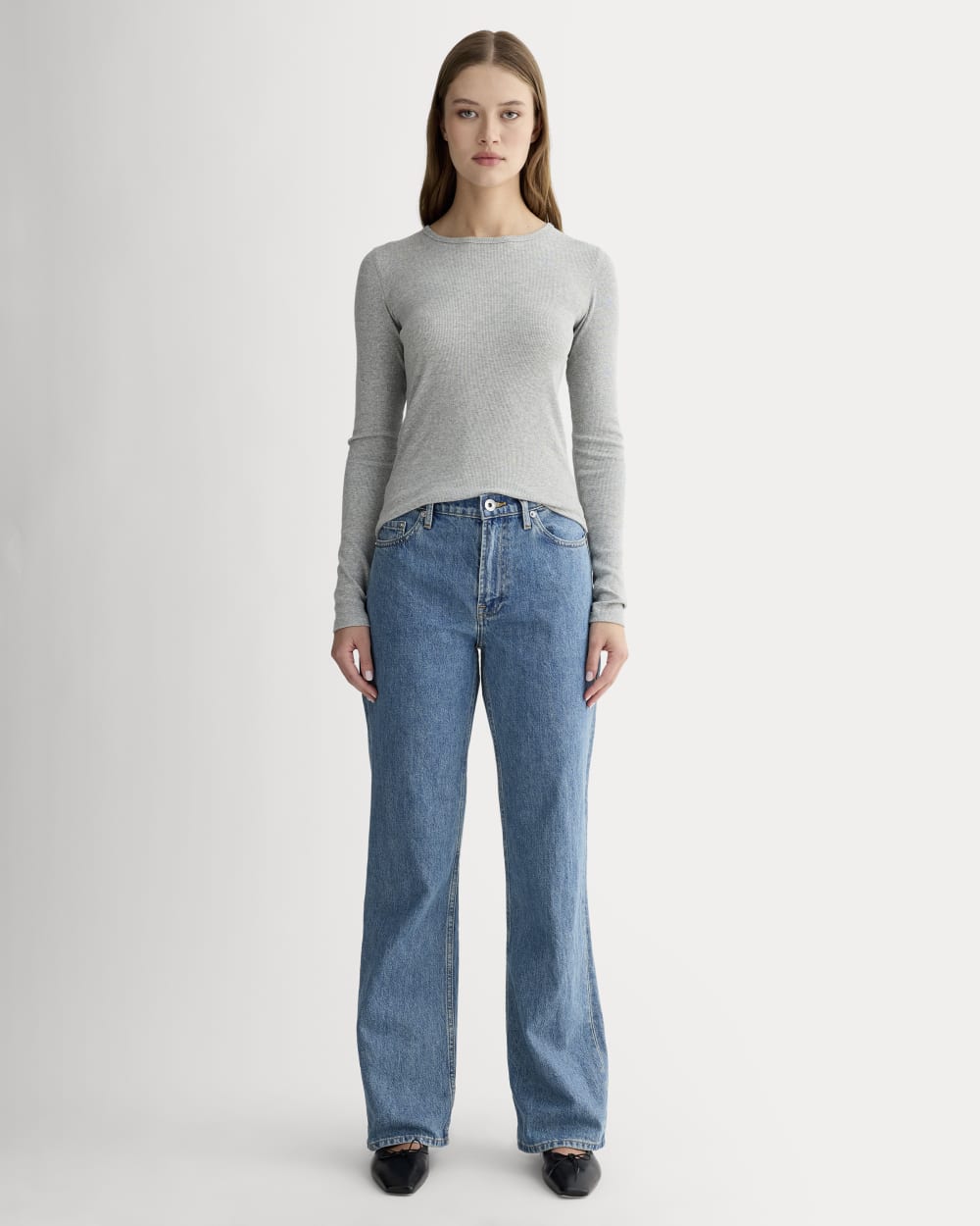 The Luxe Rib Long-Sleeve Crew | Washed Heathered Grey