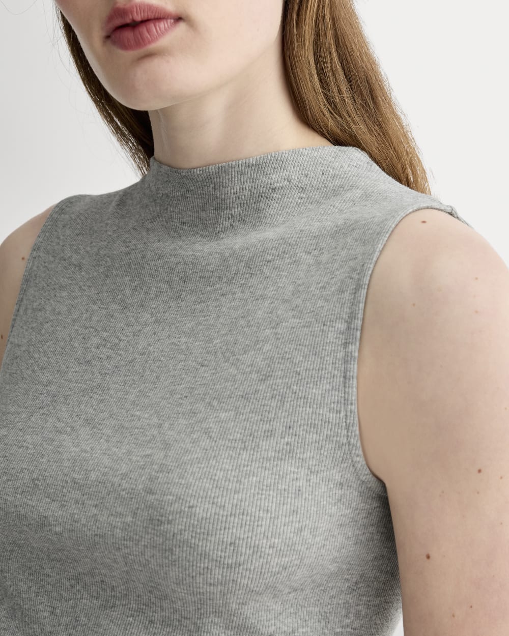 The Luxe Rib Funnel-Neck Tank | Heathered Grey