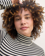 The Luxe Rib Turtleneck | Bone / Black