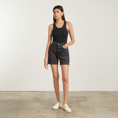 The Pima Micro-Rib U-neck Tank | Black