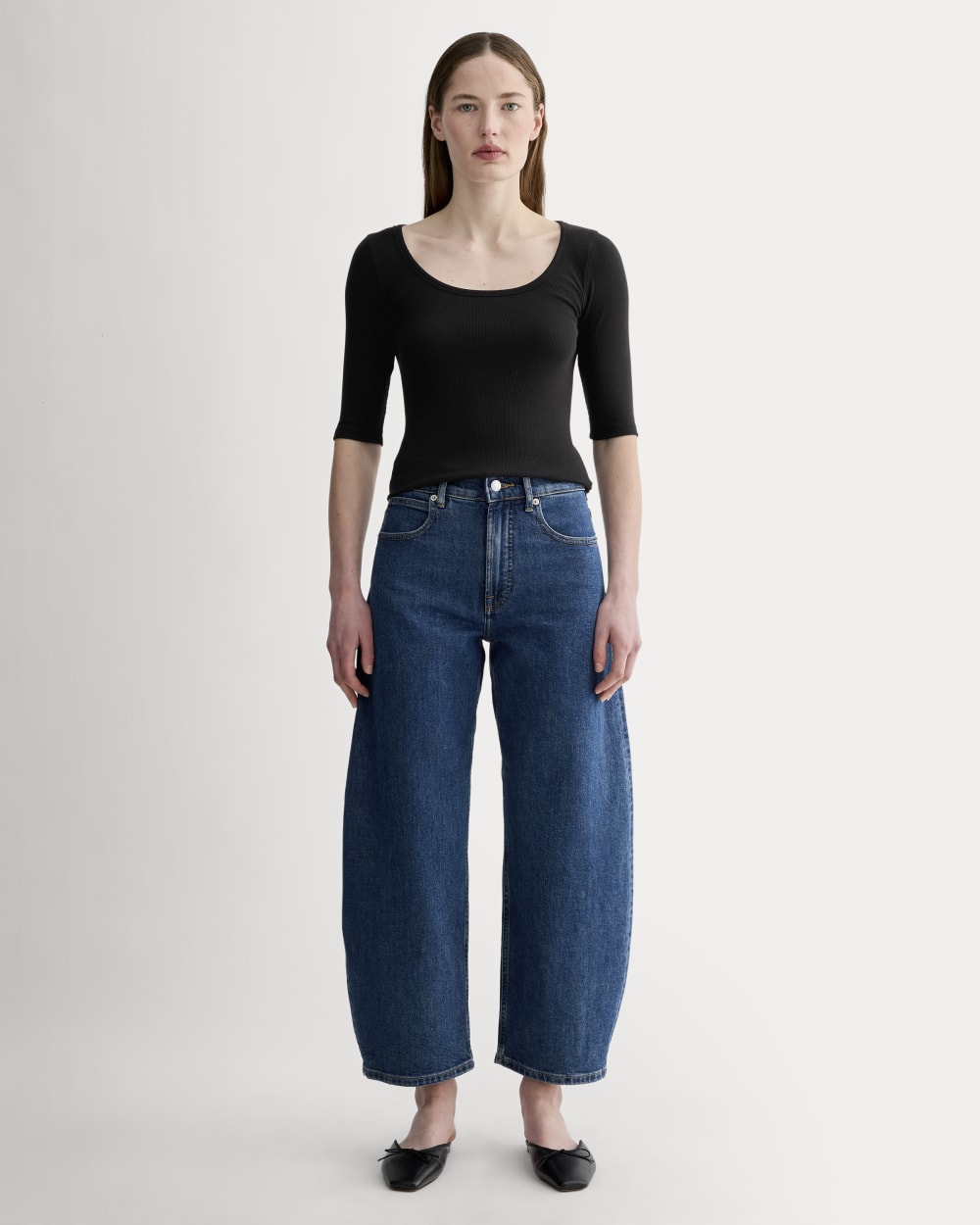 The Luxe Rib Scoop-Neck Tee | Black