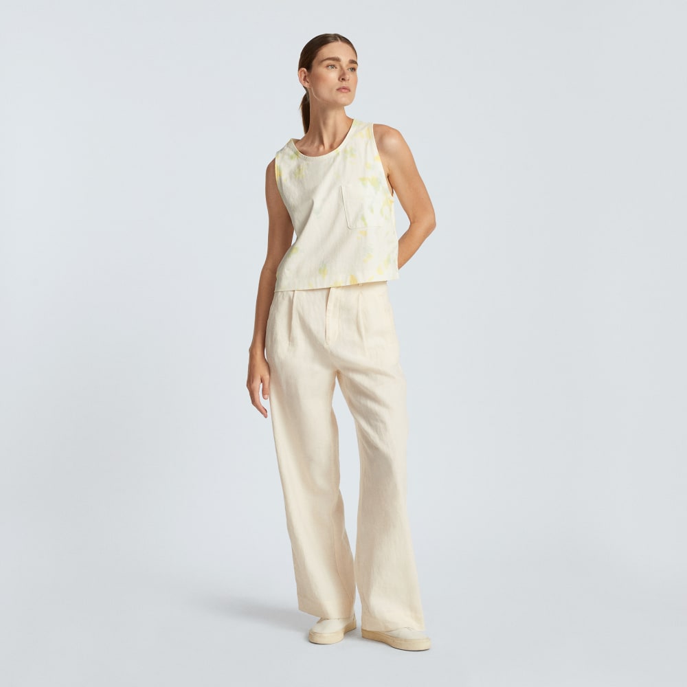 The Premium Weight Cropped Pocket Tank | Seafoam Tie Dye