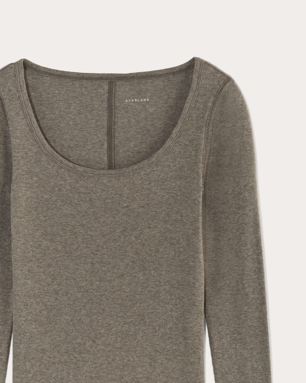 The Luxe Rib Long-Sleeve Scoop-Neck Tee | Heathered Fatigue