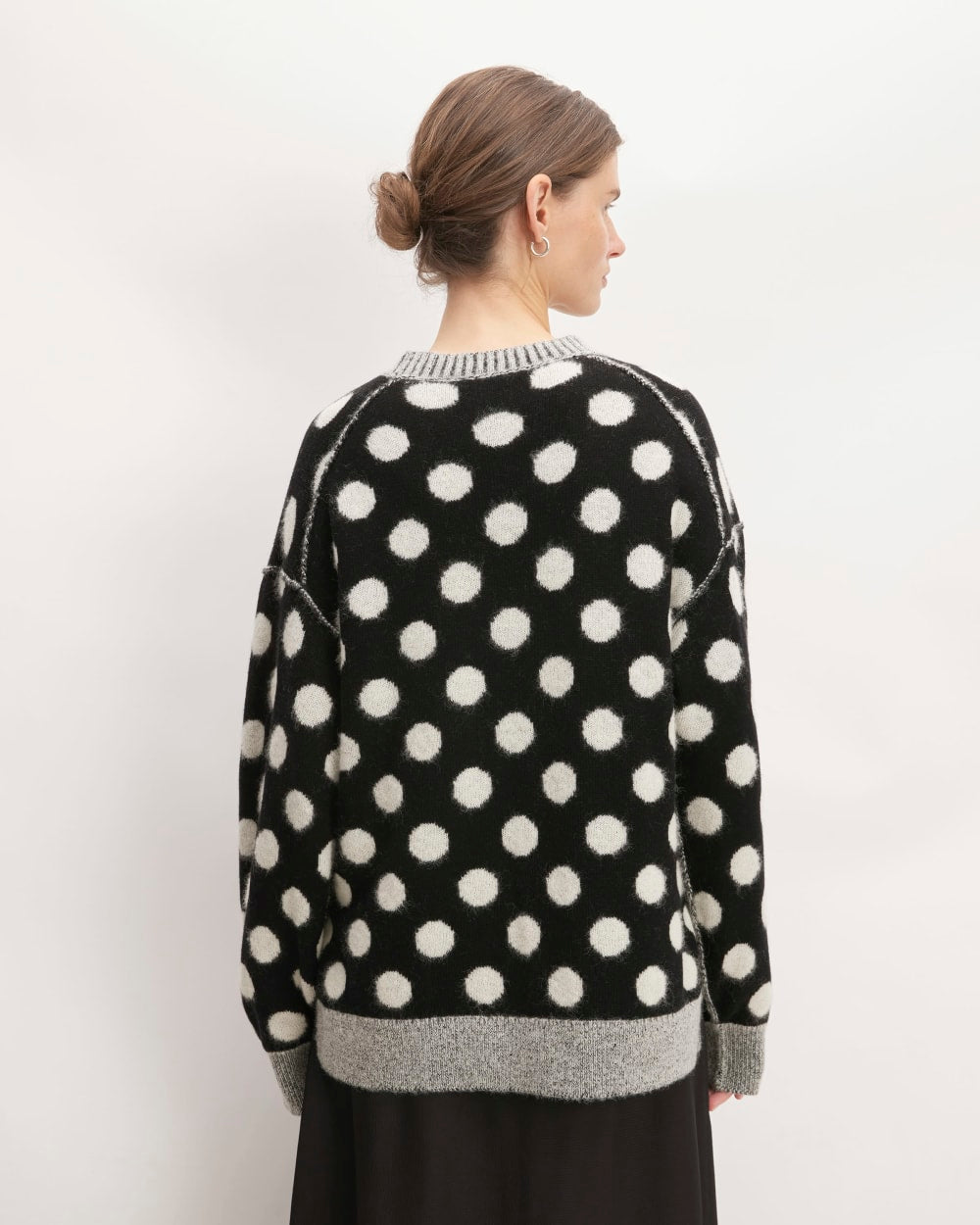 The Alpaca Polka Dot Oversized Crew | Black / Snow Polka Dot