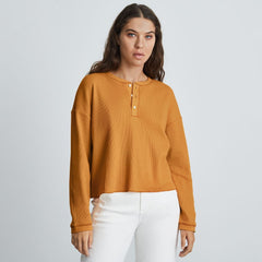 The Organic Cotton Waffle Henley | Burnt Orange