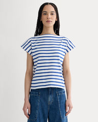 The Oversized Muscle Tee | Bone / Mazarine Blue