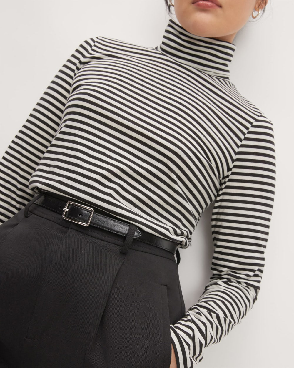 The Organic Cotton Turtleneck | Black / Bone