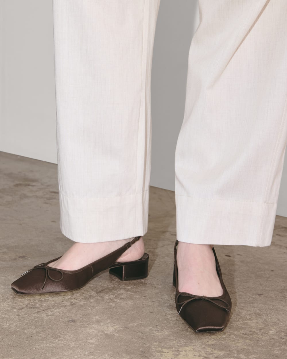 The Ballet Slingback Heel | Deep Brown Satin