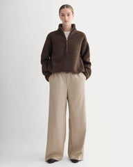Reversible Teddy Half-Zip Pullover | Coffee Bean