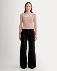 The Pointelle Scoop-Neck Top | Rose Smoke