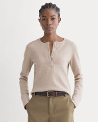 Boxy Henley in Cozy Waffle | Heathered Oatmeal