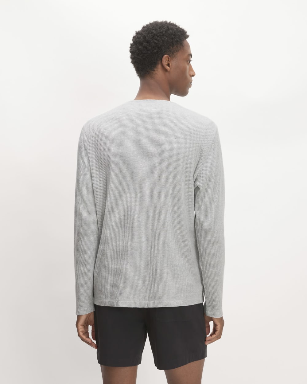 The Waffle Long-Sleeve Henley | Light Grey Donegal