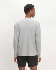 The Waffle Long-Sleeve Henley | Light Grey Donegal