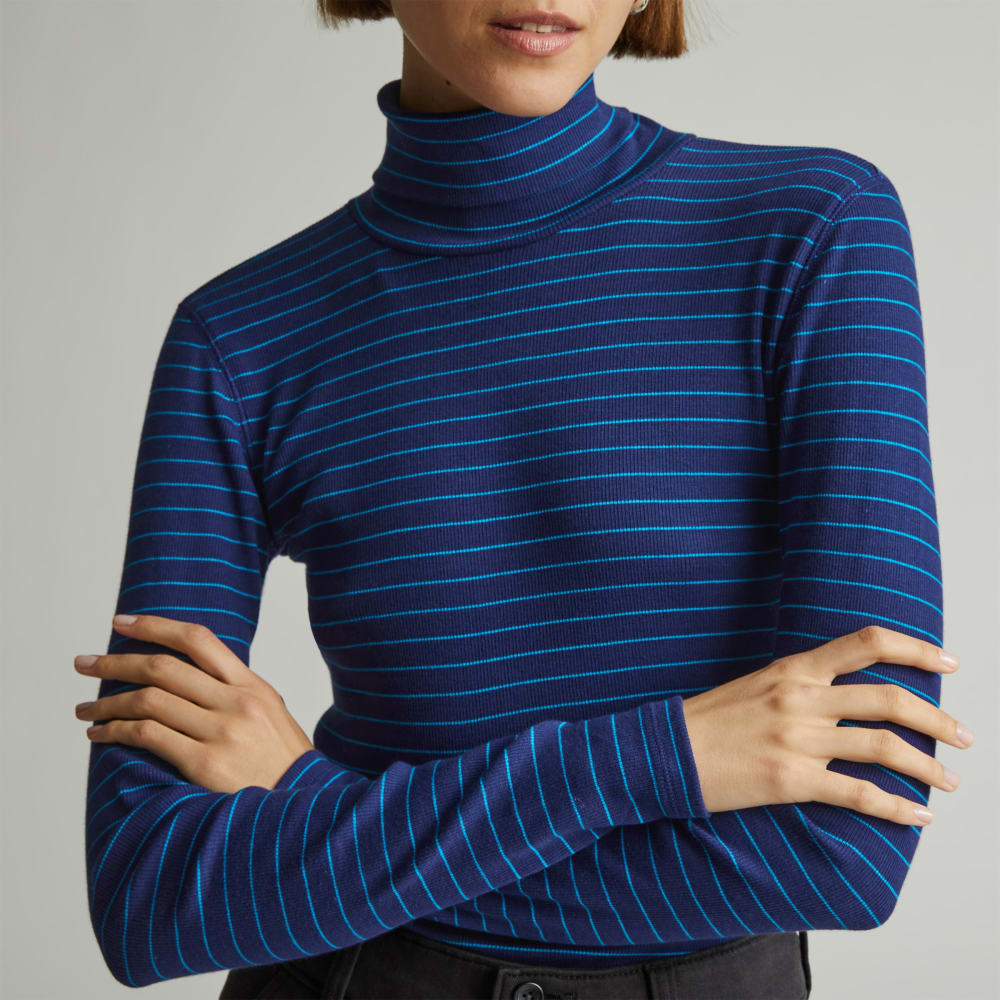 The Luxe Micro-Rib Turtleneck | Ocean Cavern / Horizon Blue