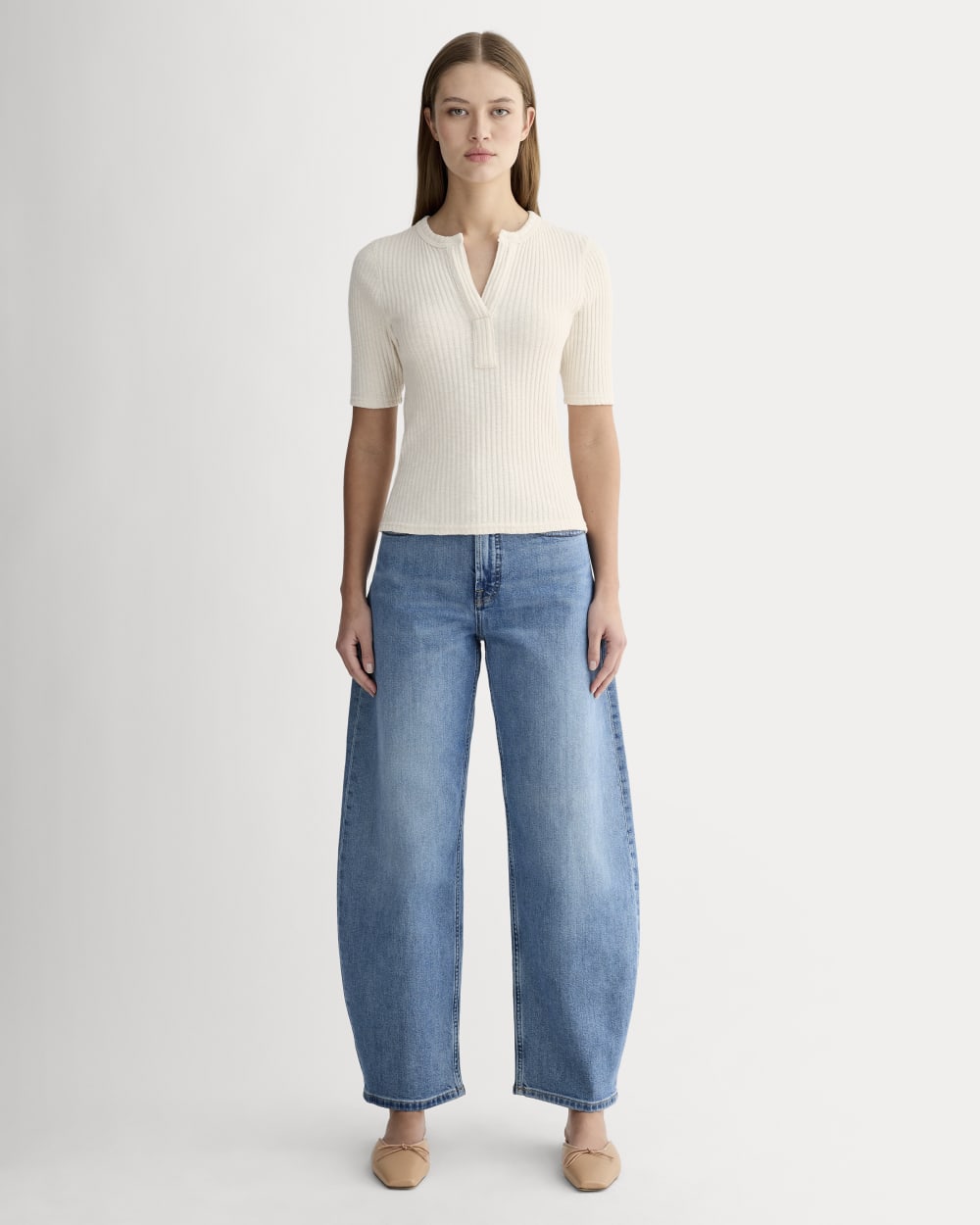 The Rib-Knit Short-Sleeve Henley | Bone