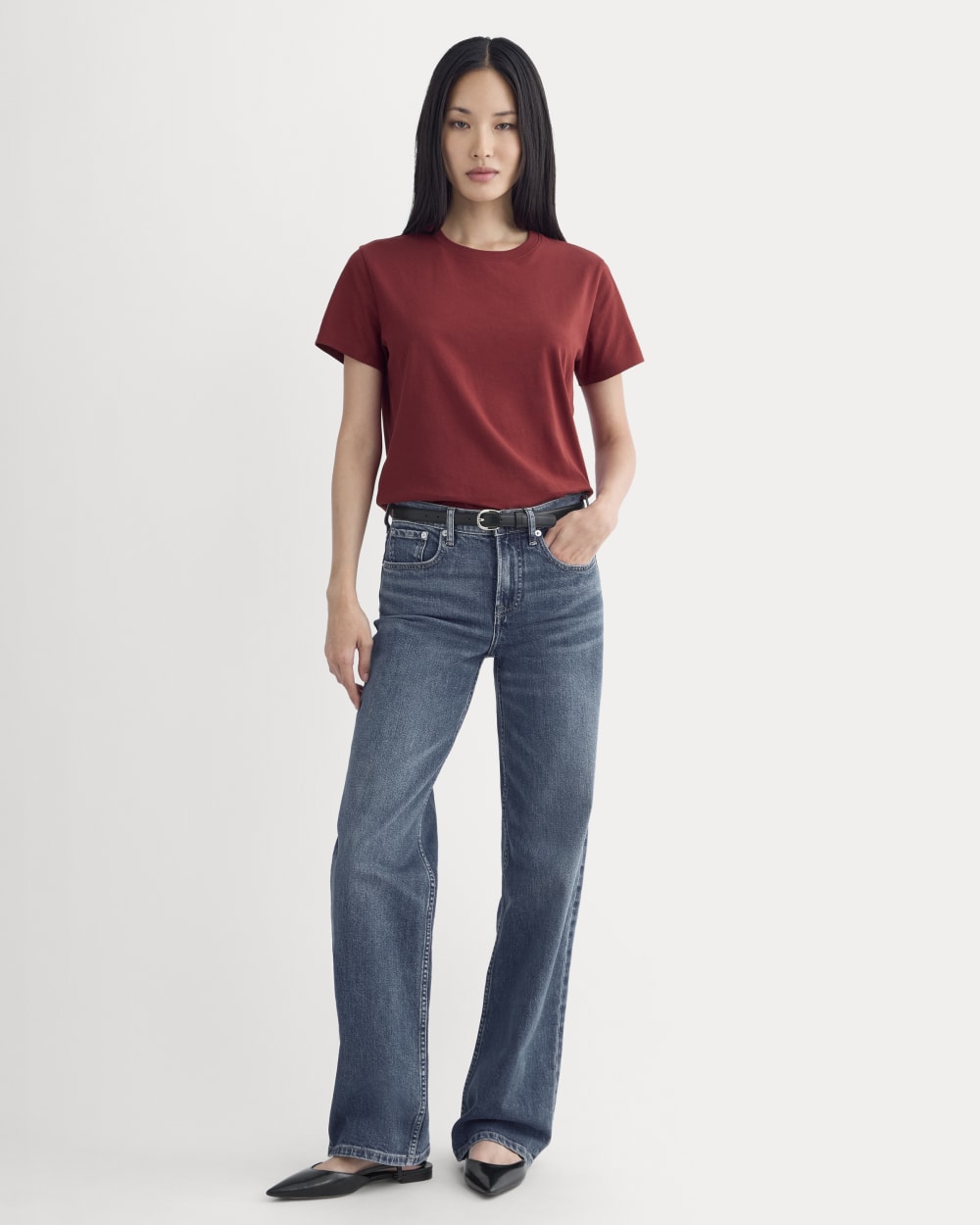 The Box-Cut Tee in Essential Cotton | Merlot | No Pocket