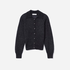 The Alpaca Collared Cardigan | Heathered Black