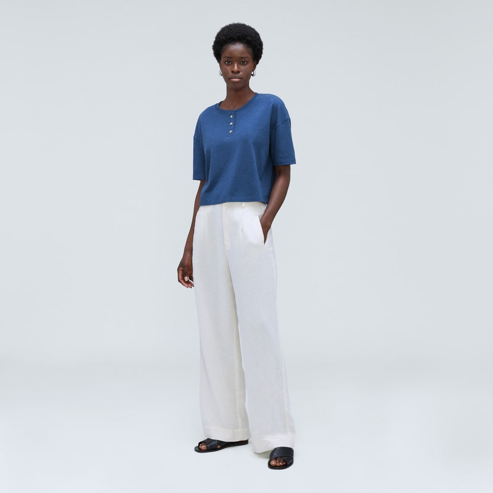 The Vintage Henley Hemp Tee | Deep Blue