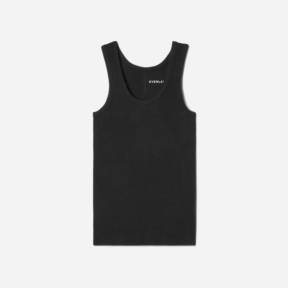 The Pima Micro-Rib U-neck Tank | Black