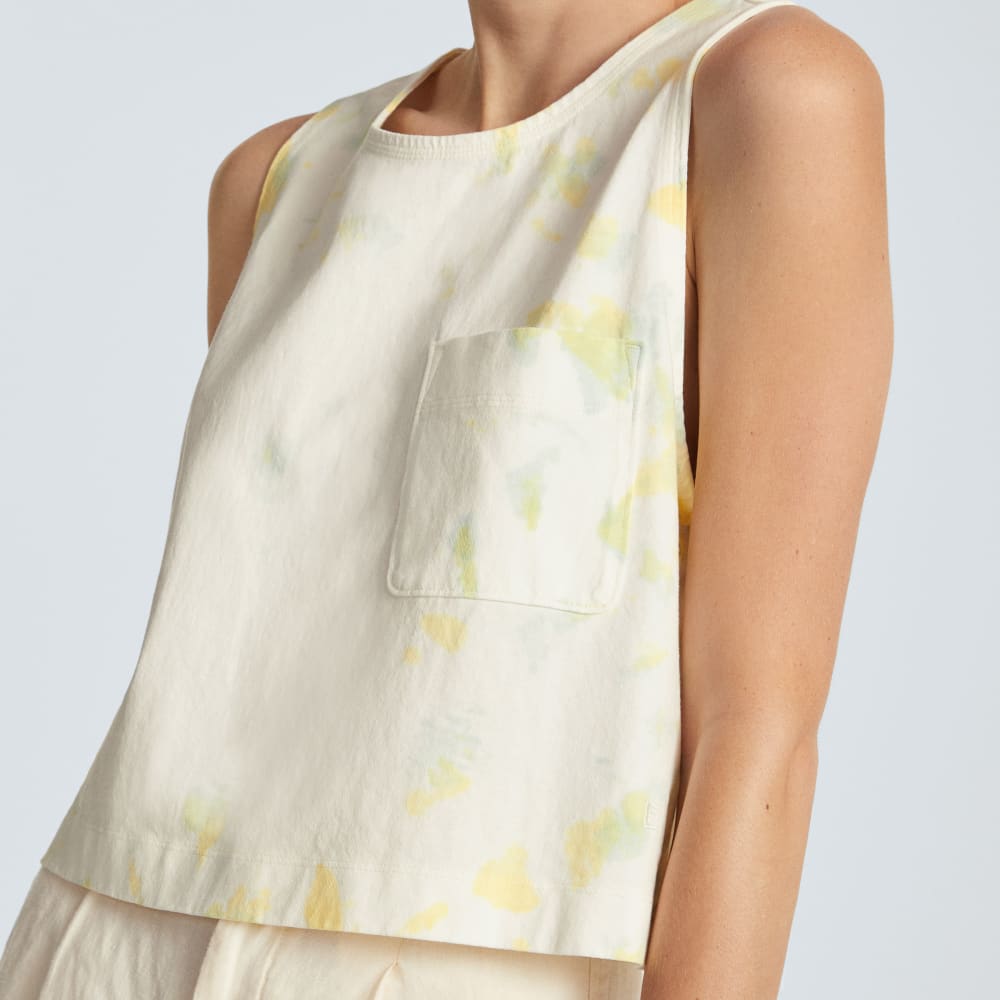 The Premium Weight Cropped Pocket Tank | Seafoam Tie Dye
