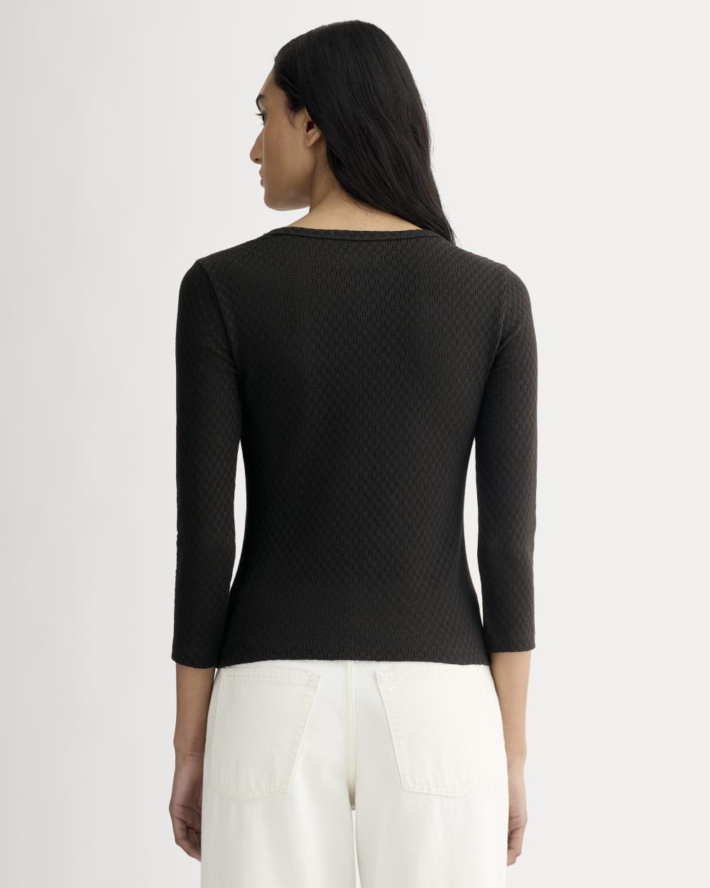 The Pointelle Scoop-Neck Top | Black
