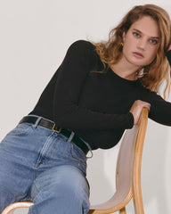 The Luxe Rib Long-Sleeve Crew | Black