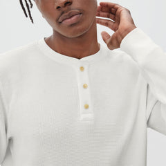 The Waffle Long-Sleeve Henley Tee | Off-White