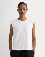 The Muscle Tee in Cotton Linen | White