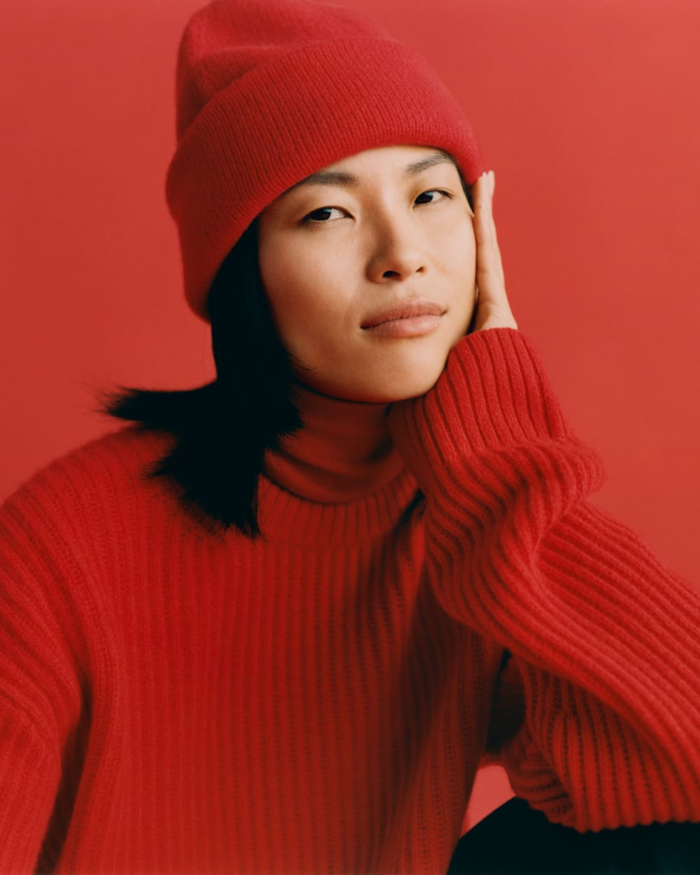 The Luxe Rib Turtleneck | Haute Red