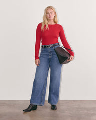 The Luxe Rib Long-Sleeve Crew | Berry Red