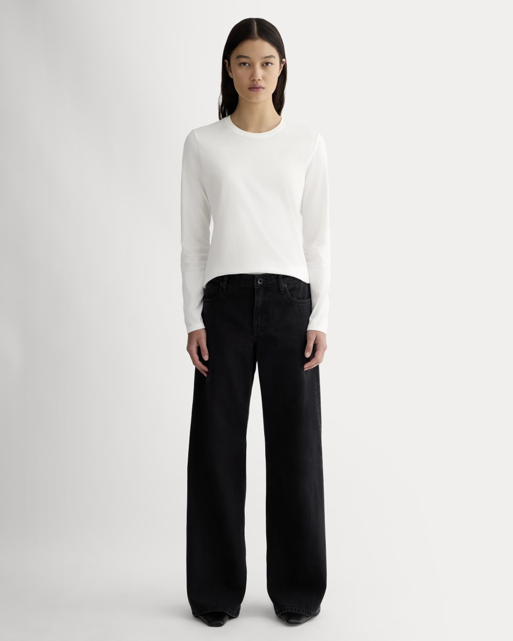 The Slim Long-Sleeve Crew in Essential Cotton | White