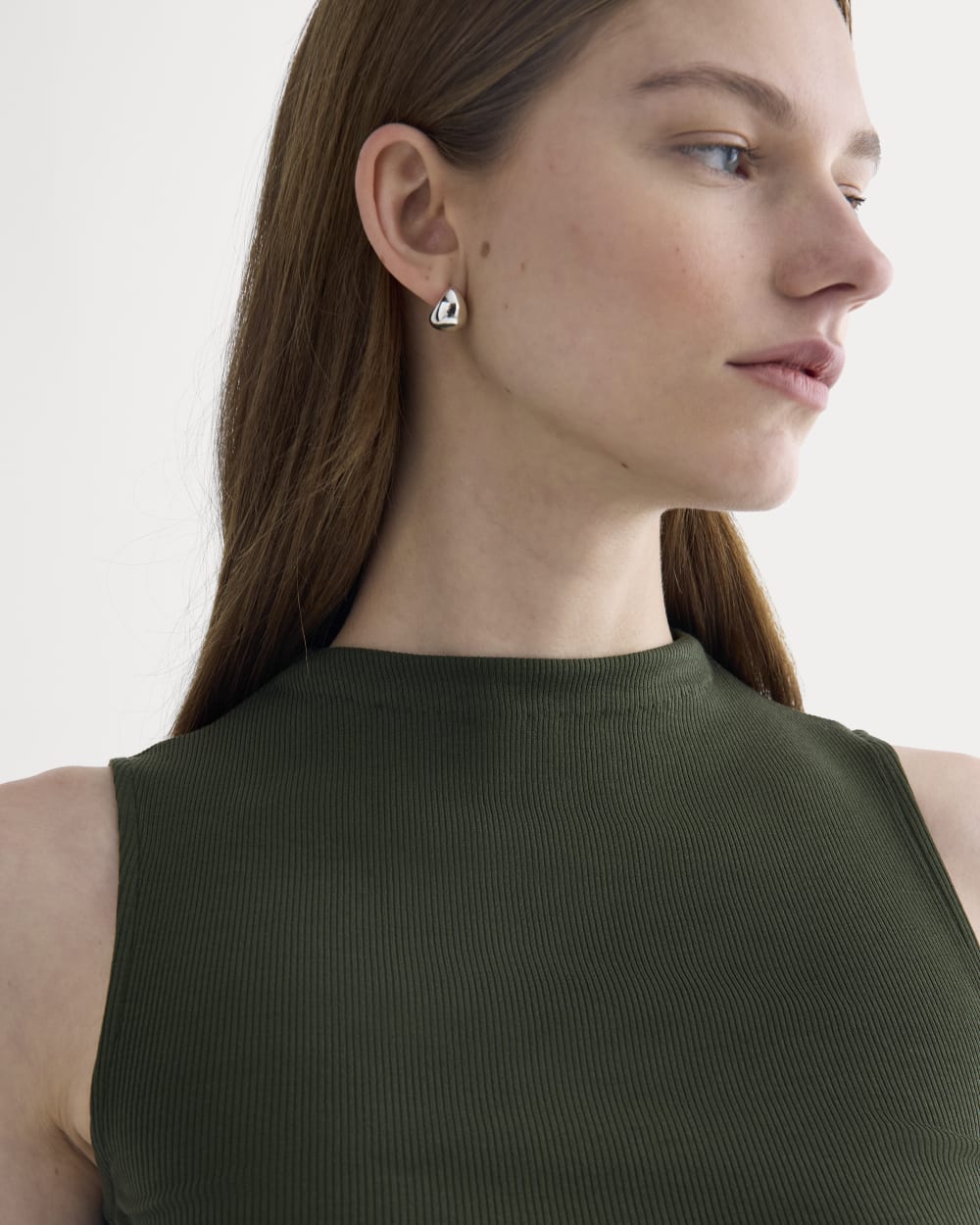 The Luxe Rib Funnel-Neck Tank | Dark Forest