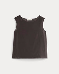 Sleeveless Top in Cotton-Silk Organza | Dark Chocolate