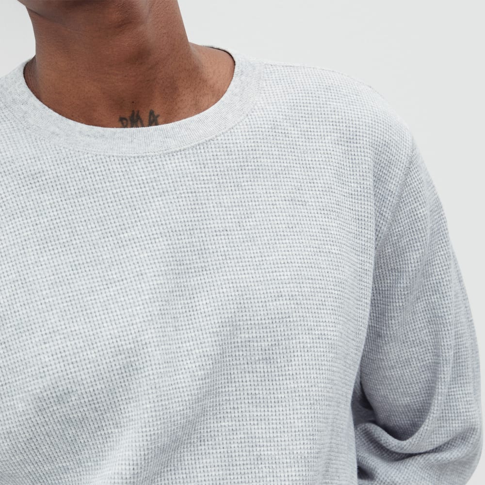The Waffle Long-Sleeve Crew Tee | Heathered Light Grey