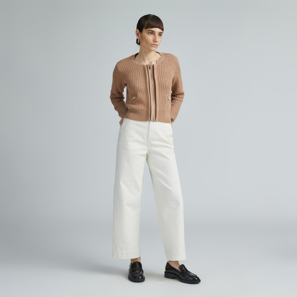 The Cropped Cotton-Merino Bomber |  Chestnut