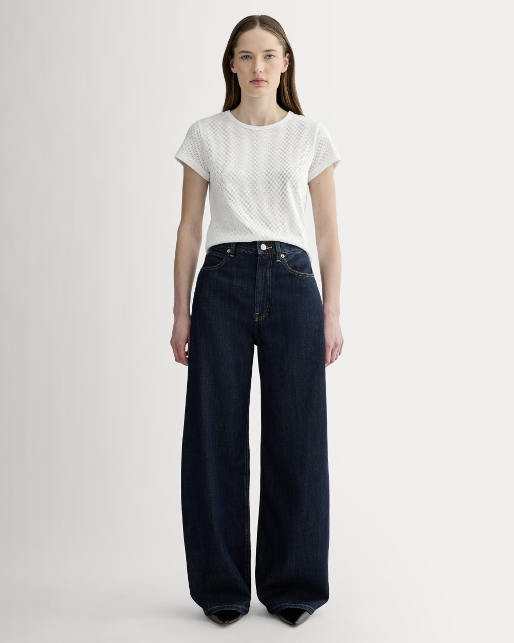 The Pointelle Short-Sleeve Tee | White