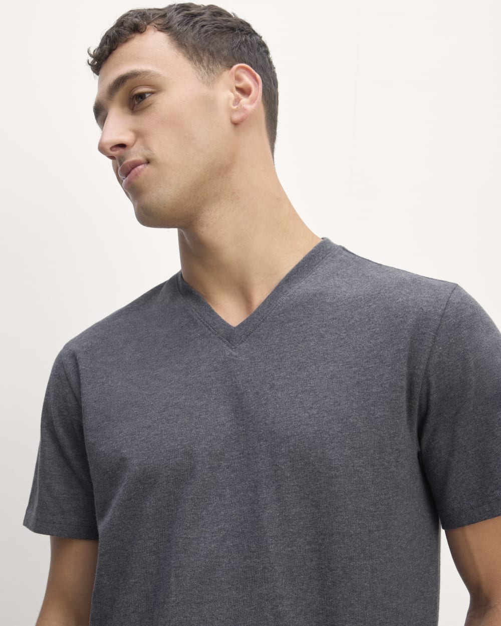 The Essential Organic V-Neck Tee | Heather Deep Navy