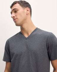 The Essential Organic V-Neck Tee | Heather Deep Navy