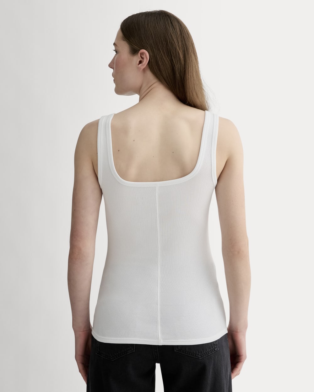 The Luxe Rib Square-Neck Tank | White